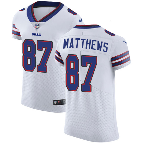 Nike Bills #87 Jordan Matthews White Men's Stitched NFL Vapor Untouchable Elite Jersey - Click Image to Close